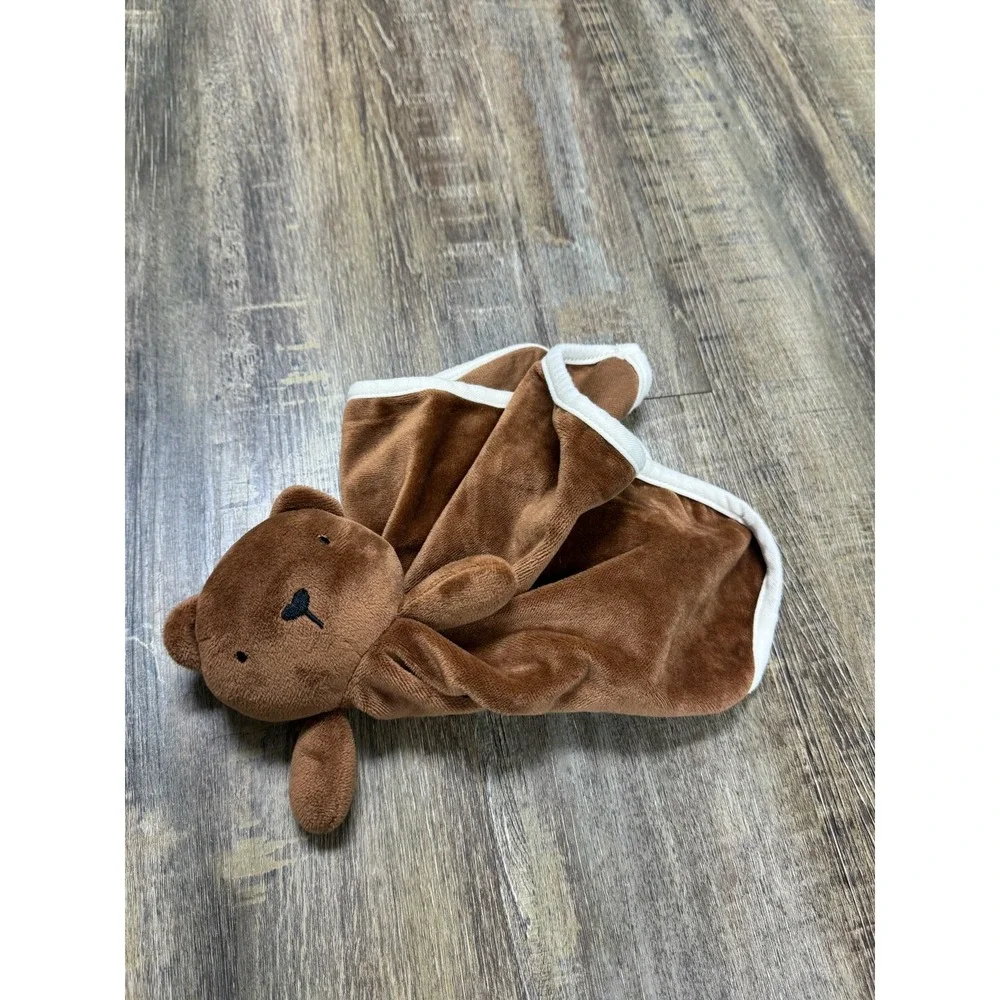 Brown Teddy Bear Plush Lovey Security Blanket Soft Velvety Infant Snuggler 14x14